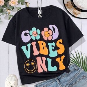 Good vibes only girl crop top black shirt